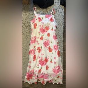 Pink white floral dress